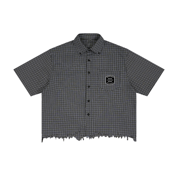 AW Distressed Plaid Boxy Shirt